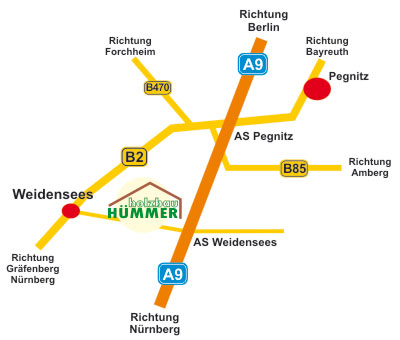 Der Anfahrtsplan zu Holzbau H&uuml;mmer